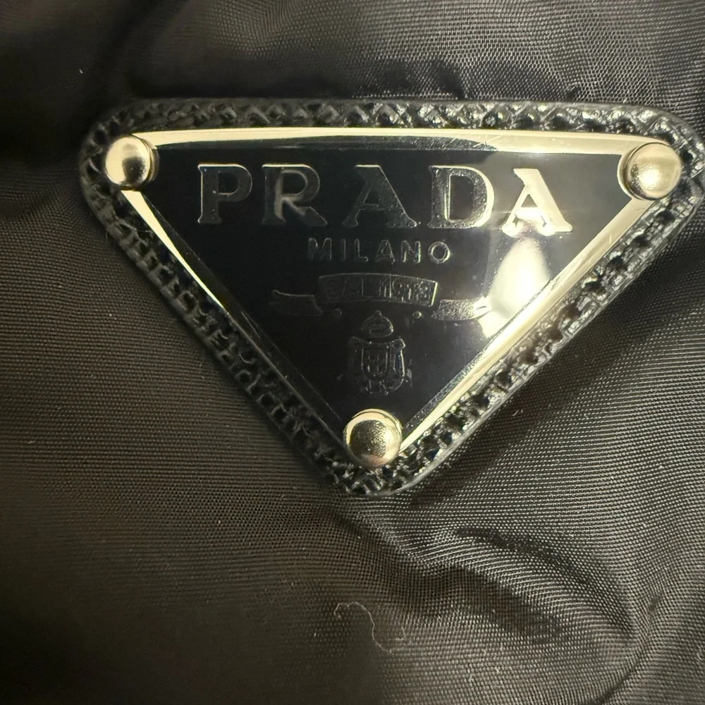 AUTH PRADA WOMENS LEATHER/NYLON CASHMERE LINED GLOVES, SIZE 7.5, MADE IN ITALY